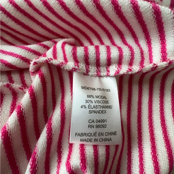 NWT | STRIPED BOATNECK DRESS NAUTICAL DEEP PINK & WHITE MODAL | SIZE: LARGE - Picture 7 of 9